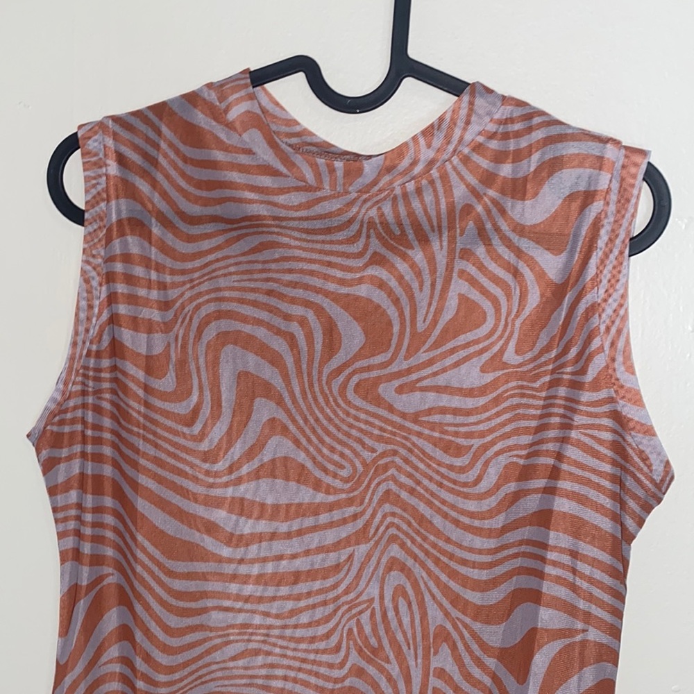 🐛Sheer Orange and Grey sleeveless bodysuit! - Picture 3 of 11
